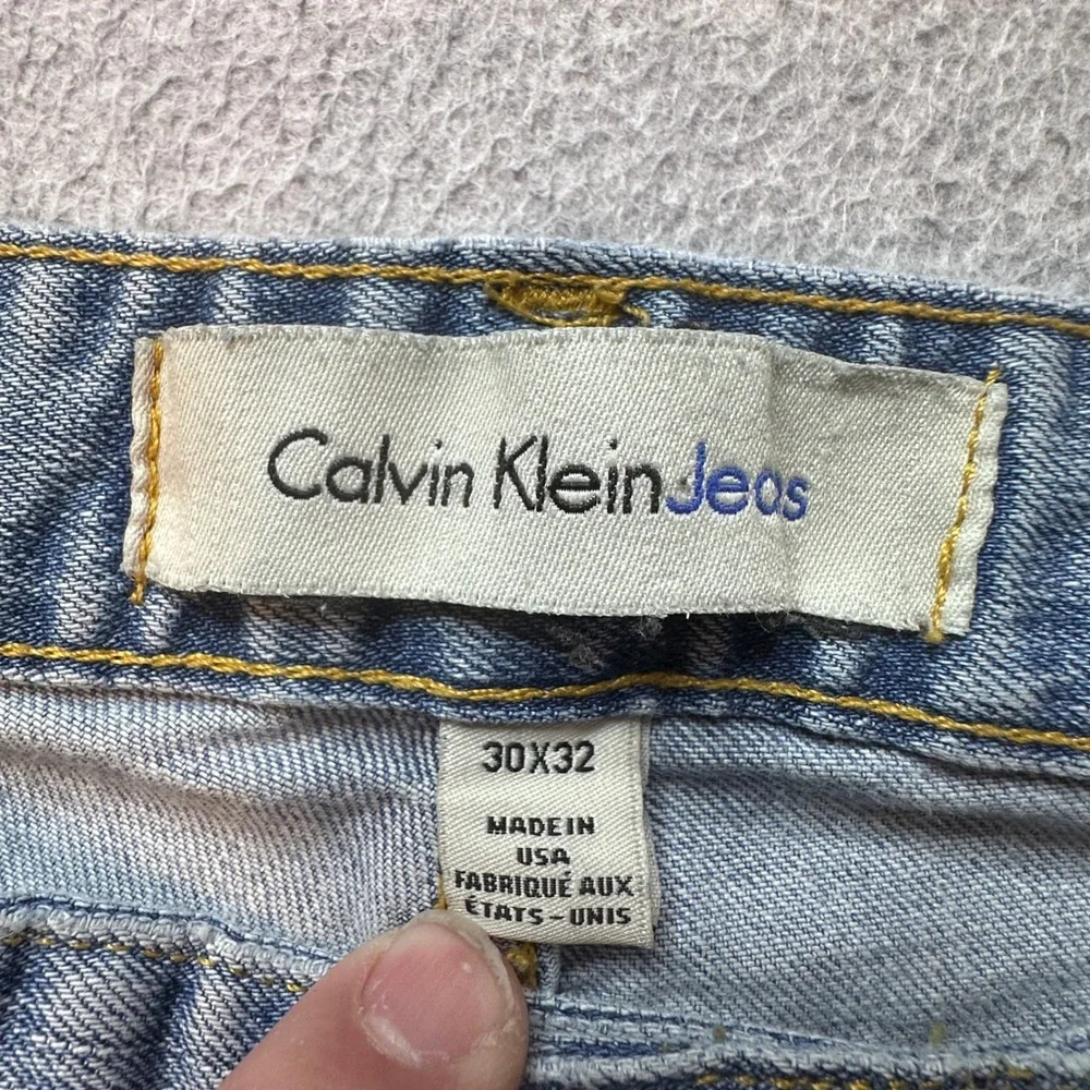 Calvin Klein Jeans Mens 30x32‎ Light Wash Slim White Oak Cone Denim Distressed